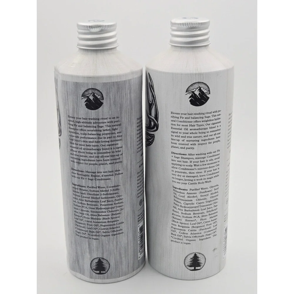 Alpine Provisions Fir + Sage Shampoo & Conditioner Set 16.9oz Aluminum Bottle